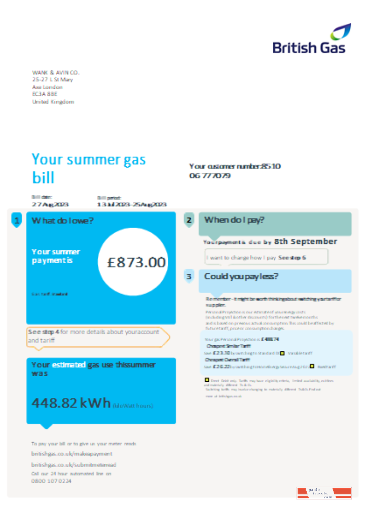 British gas utility business bill,  SCR, page 1 PSD template